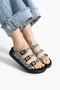 Vento Women's 3-Buckle Anatomical Sole Slippers - Gray