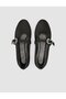 Saros Suede Look Buckle Detailed Black Women's Ballerinas - 4