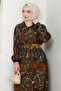 Mixed Bohemian Pattern Khaki Viscose Dress - 4