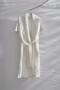 Natura Short Sleeve Shawl Collar Striped Women's Dressing Gown / Kimono Beige - 3