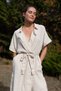 April Tasseled Short Sleeve Women's Dressing Gown / Kimono Beige - 3