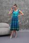 Women's Ethnic Patterned Square Neck Long Dress - 3