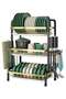 Kitchen Carbon Steel Drain Bowl and Dish Rack Storage Rack with Chopsticks and Chopping Board