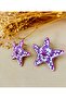 Pink Embroidered Brand Star Earrings on White 6 cm - 3