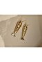 Stylish, Non-Staining. Design, Red Stone Eye Detail, Steel Antiallergic Fish Earring - 4