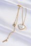 316L Steel Chain Gold Color White Stone Bubble Heart Necklace - Tj-Bko8737 - 2