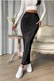 Women's Black Elastic Waist Maxi Length Pleated Skirt - 3