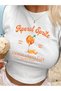 Women's White Aperol Spritz Printed Crew Neck Tight Crop Tshirt