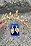 Elvira Gold Bridal Henna Crown Special Occasion Accessory Women's Crown and Thin Shuttle Earring Set - 3