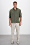 Italian Collar Comfort Fit Plain 100% Linen Men's Shirt - 5