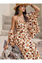 All-Over Print Strappy Midi Dress with Open Front Cardigan Set - 3