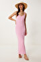 Basic Summer Knitwear Dress with Strap Candy Pink Lki̇0032 - 2