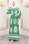 Figured Ethnic Patterned Viscose Long Hijab Dress Tsd250193 Green - 4