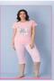 Women's Pink Cotton Short Sleeve Capri Viscose Pajama Set - 2