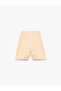 Rib Detailed Cotton Waist Lace up Bermuda Shorts with Pockets - 2