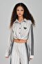 Women's Striped Fabric Stripe Detailed Design Crop Shirt - 2