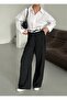 Black Rope Belt Detailed Design Trousers - 3576 - 7
