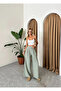 Khaki 100%Cotton Side-Button Wide-Leg Pants - 3508 - 2