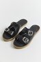Double Buckle Soft Sole Women's Slippers Black
