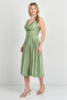 Doridorca Women's Rope Strap Front Draped Midi Length Evening Dress 5104 Lemon Mold - 4