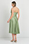 Doridorca Women's Rope Strap Front Draped Midi Length Evening Dress 5104 Lemon Mold - 5