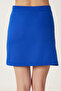 Women's Dark Blue Slit Mini Woven Skirt Tp00074 - 5