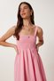 Women's Pink Strap Flounced Summer Dress Zv00330 - 4