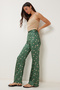 Women's Khaki Beige Polka Dot Satin Surface Trousers Wf00158 - 3