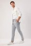 Light Grey Slim Fit Waist Binding Detail Elastic Fabric Woven Pants Tmnaw25Pl00027 - 2