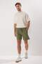 Khaki Oversize/Wide Cut Washed/Aged Look 100% Cotton Shorts & Bermuda Tmnss25Sr00046 - 2