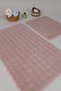 Modern bubble washable non-slip plush bath mat rug 2-piece toilet set 50x80-50x40cm pink - 4