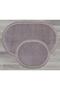 My Evilla Modern Decorative Carpet Gel Non-Slip Base Plush Gray Fringed Oval Mat Set 50x80 - 2