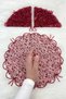 Burgundy Bride Groom Handkerchief Sequin Sequin Pearl and Crystal Stone Detailed Wedding Henna Circumcision Promise Engagement Halay - 3