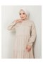 Lace Natural Fabric Button-Down Denim Dress Beige - 7