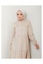 Lace Natural Fabric Button-Down Denim Dress Beige - 2