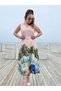 Imported Palm Printed Belted Dress - 3