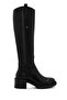 Women's Black Zippered Short Heeled Leather Boots 24Wfd 280918