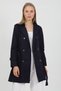 Dark Navy Blue Flexible Cotton Gabardine Short (80cm) Women's Trench Coat with Shoulder Epaulettes and Belt 1120 - 9