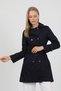 Dark Navy Blue Flexible Cotton Gabardine Short (80cm) Women's Trench Coat with Shoulder Epaulettes and Belt 1120 - 8
