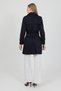 Dark Navy Blue Flexible Cotton Gabardine Short (80cm) Women's Trench Coat with Shoulder Epaulettes and Belt 1120 - 6