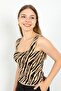 Short Sleeve Knitwear Fabric Zebra Pattern Women's Square Collar Bady Crop - 2