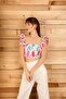 Short Sleeve Tericoton Fabric Square Collar Short Women's Blouse Crop - 2