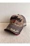 Black Rebel Embroidered Washed Distressed Style Adjustable Back Unisex Brown Hat - 3