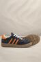 Genuine Leather Navy Blue Orange Lace up Zippered Children's Sneakers Shoes