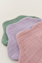 3-Piece 100% Organic Cotton 8-Layer Multi Muslin Flower Model Baby Bib, Drool and Feeding Bib, Collar - 3