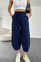 Women's Navy Blue Baggy Trousers – Loose Fit, All Seasons, Comfortable, Cotton Gabardine