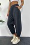 Women's Anthracite Shalwar Trousers Loose Fit Four Seasons Comfortable Cotton Elastic Waist Casual Model Gabardine