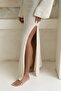 Wayhu Crew Neck Beige Knitwear Crop Skirt Suit - 8