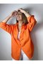 Dark Orange Women's Oversize Linen Shirt New Season Summer Linen Shirt