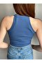 HALTER YAKA MAVİ ASKILI CROP - 4